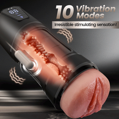 Hearteninghub ™ 10 Vibrations, 5 Suctions, Ultra-Realistic Vagina, Simulated Masturbator