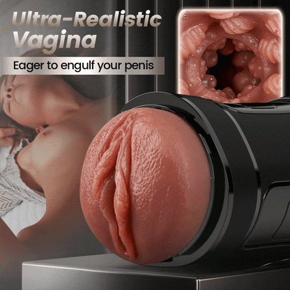 Hearteninghub ™ 10 Vibrations, 5 Suctions, Ultra-Realistic Vagina, Simulated Masturbator