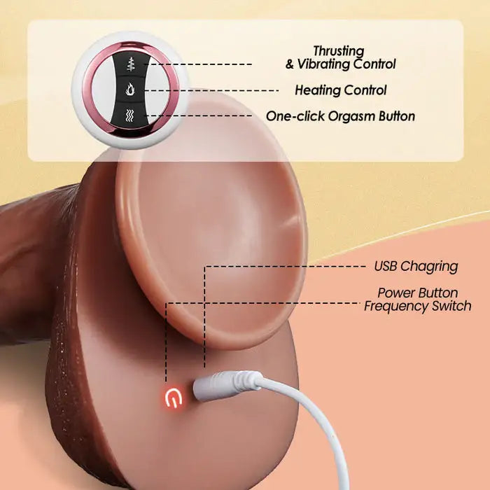 Hearteninghub ™ 8 Thrusting 8 Vibrating Intelligent Heating Lifelike Dildo 10.04 Inch