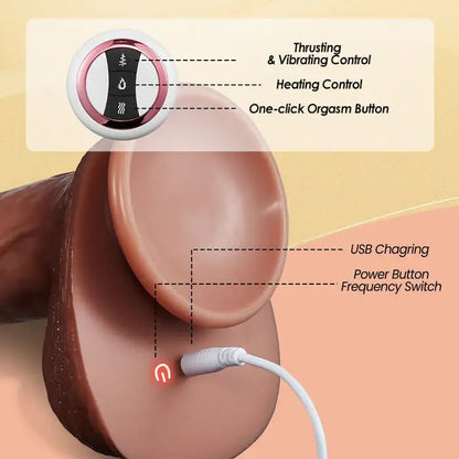 Hearteninghub ™ 8 Thrusting 8 Vibrating Intelligent Heating Lifelike Dildo 10.04 Inch