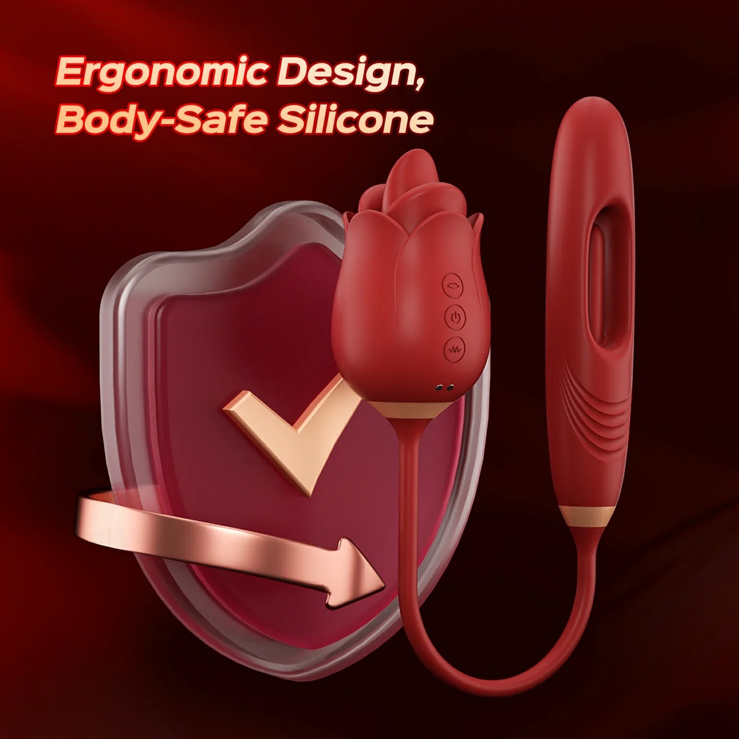 Hearteninghub ™ Rozi - Rose Biting-Mouth, Tongue Clit Stimulator with Tapping G-Spot Vibrator