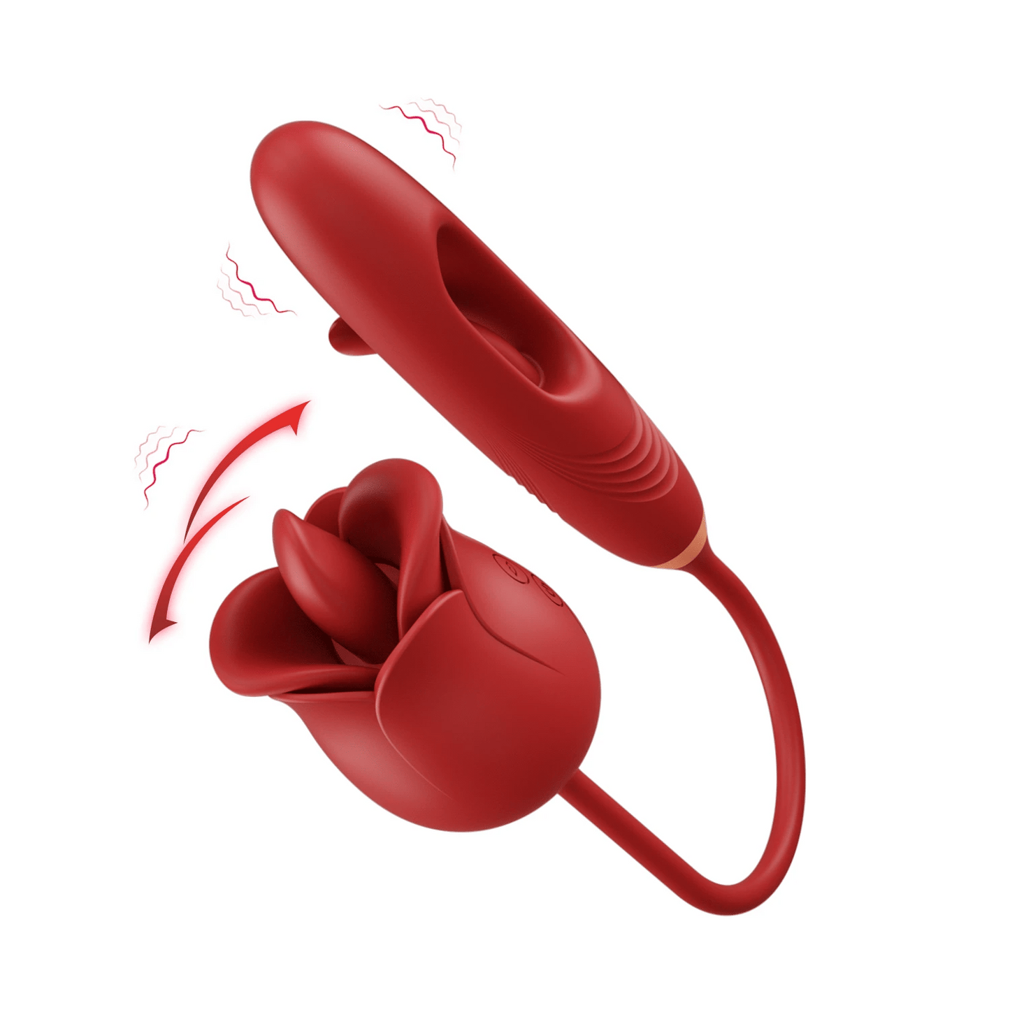 Hearteninghub ™ Rozi - Rose Biting-Mouth, Tongue Clit Stimulator with Tapping G-Spot Vibrator