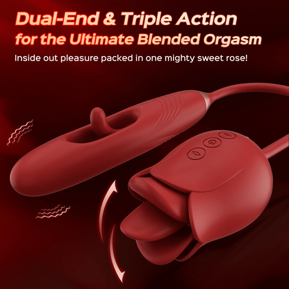 Hearteninghub ™ Rozi - Rose Biting-Mouth, Tongue Clit Stimulator with Tapping G-Spot Vibrator